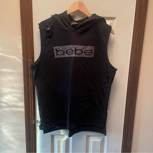 Bebe Black Sleeveless Hoodie Top